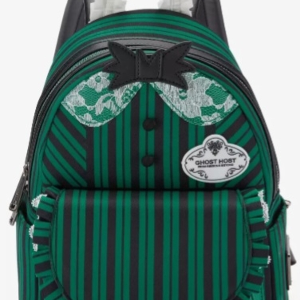Loungefly Disney Haunted Mansion Green and Black Striped Mini Backpack